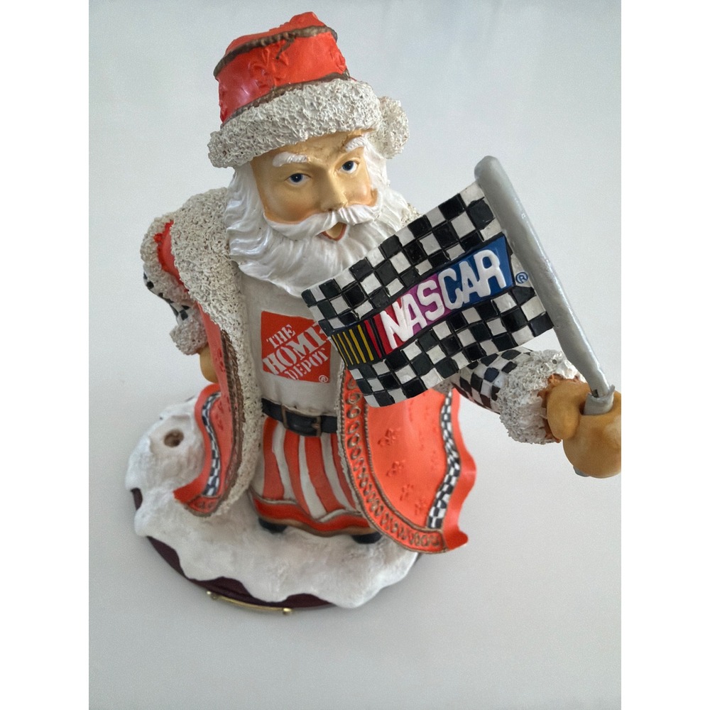 Vintage 2003 Tony Stewart NASCAR Santa Figurine Home Depot Joe Gibbs Racing 8in